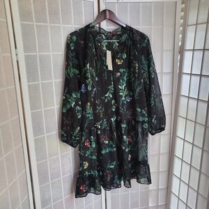 BANANA REPUBLIC Botanical Black Floral Dress Petite NWT Size S